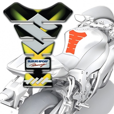 Suzuki Tank Protector Green Yellow Lights Decoration Gray Logo 