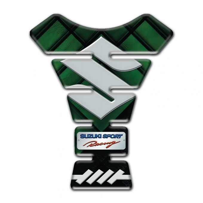 Suzuki Tank Pad Motorbike Dark Green parts Design Big Gray Logo Style 
