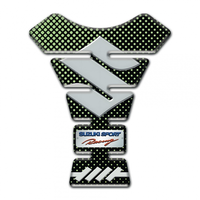 Suzuki Tank Protector Green Dots with Gray Big Logo 