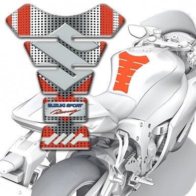 Suzuki Tank Guard Pads Silver Red Version 