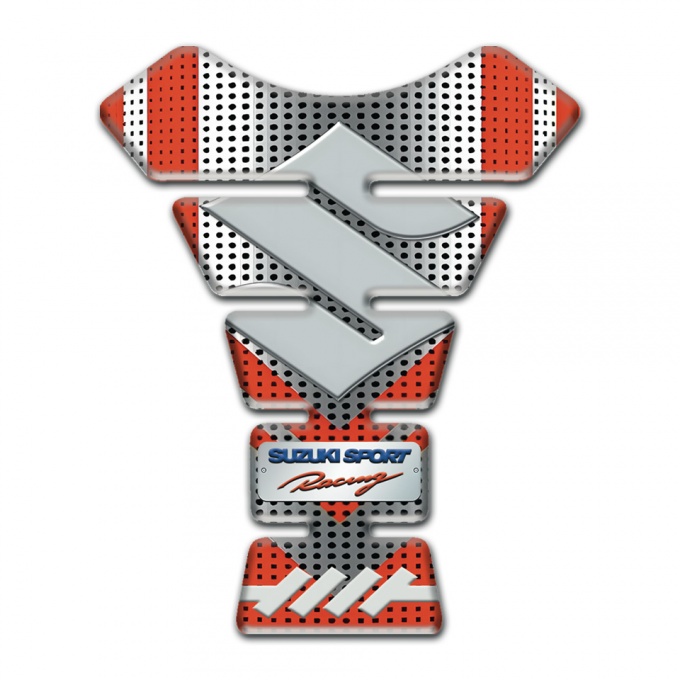 Suzuki Tank Guard Pads Silver Red Version 