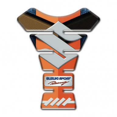 Suzuki Tank Pad Motorbike Orange Motive Base Gray Logo 