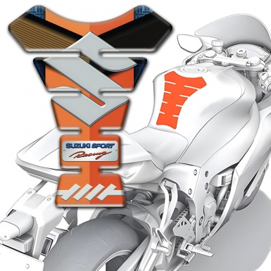 Suzuki Tank Pad Motorbike Orange Motive Base Gray Logo 