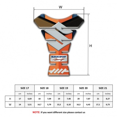 Suzuki Tank Pad Motorbike Orange Motive Base Gray Logo 