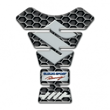 Suzuki Tank Guard Pads Honeycomb Effect Base Big Gray Logo 