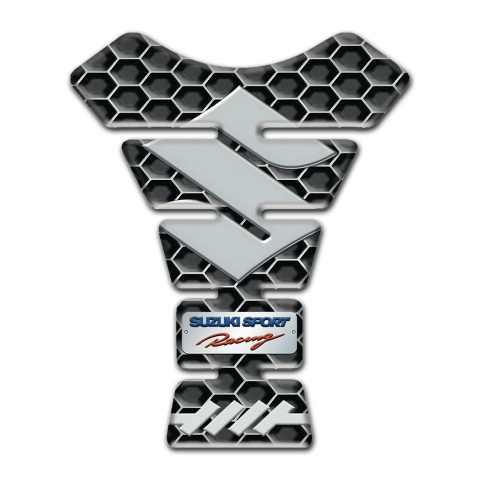 Suzuki Tank Guard Pads Honeycomb Effect Base Big Gray Logo 