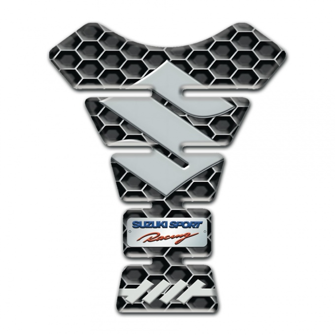 Suzuki Tank Guard Pads Honeycomb Effect Base Big Gray Logo 