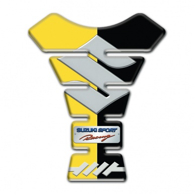 Suzuki Tank Fuse Yellow Black Halves Base with Big Gray Logo 