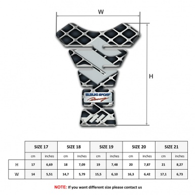 Suzuki Tank Pad Motorbike Large Grid Design Sport Racing Style 