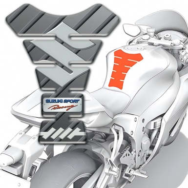 Suzuki Tank Guard Pads Gray Base with Diagonal Patterns 