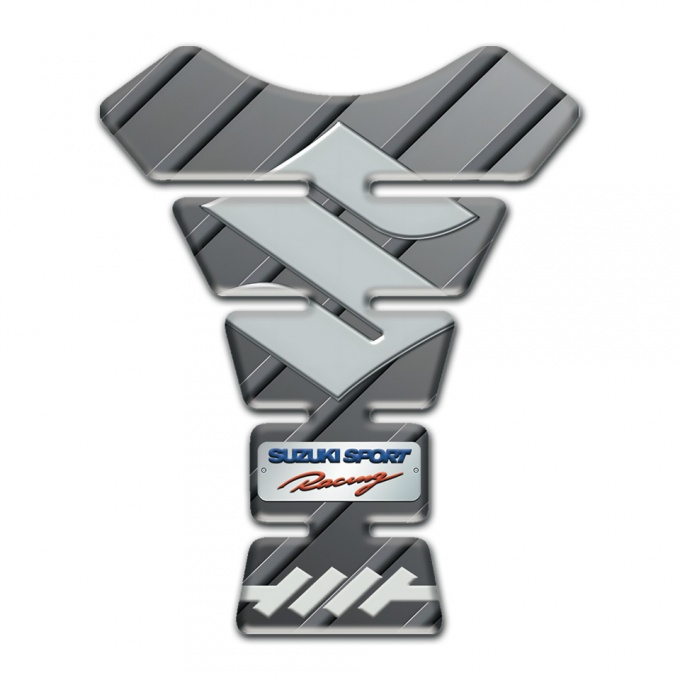 Suzuki Tank Guard Pads Gray Base with Diagonal Patterns 