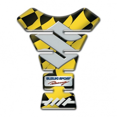 Suzuki Tank Pad Protector Yellow Black Flag Design Gray Logo 