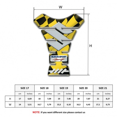 Suzuki Tank Pad Protector Yellow Black Flag Design Gray Logo 