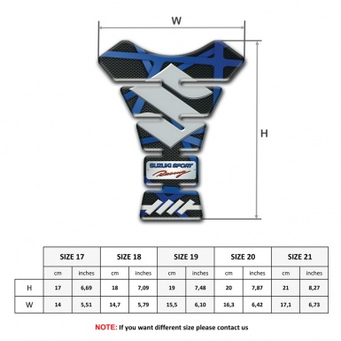 Suzuki Tank Fuse Black with Blue Patterns Background and Gray Logo 