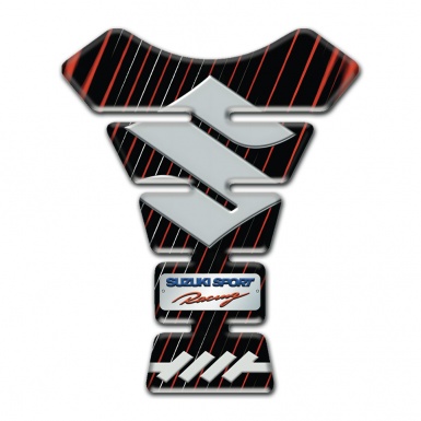 Suzuki Tank Pad Motorbike Red Blue Stripes Base Big Gray Logo Design 