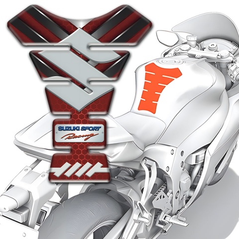 Suzuki Tank Guard Pads Red Base with Nikel Details Design Spoort Racing Edition 