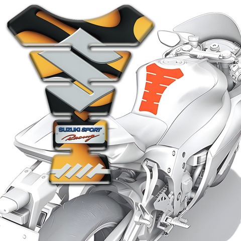 Suzuki Tank Pad Motorbike Sport Racing Style Yellow Black Base 