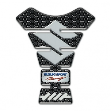 Suzuki Tank Protector Big Gray Logo Design Perforated Steel Base 