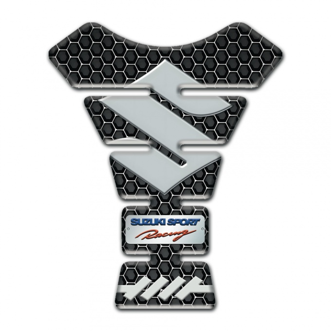 Suzuki Tank Protector Big Gray Logo Design Perforated Steel Base 