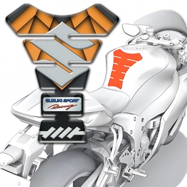 Suzuki Tank Guard Pads Gray Logo Style Orange Black Base 