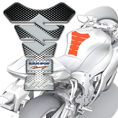 Suzuki Tank Pad Protector Silver Black Base Sport Racing Style 