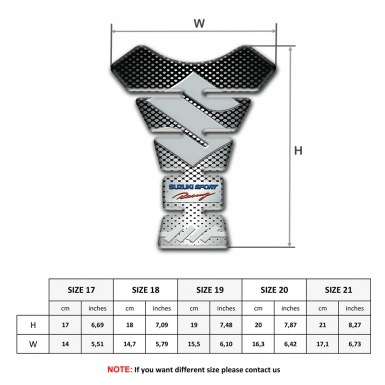 Suzuki Tank Pad Protector Silver Black Base Sport Racing Style 