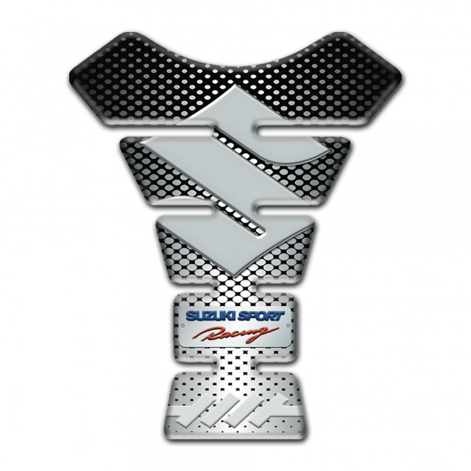 Suzuki Tank Pad Protector Silver Black Base Sport Racing Style 