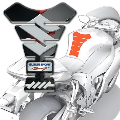 Suzuki Tank Pad Motorbike Model with Big Gray Logo Sport Racing Style 