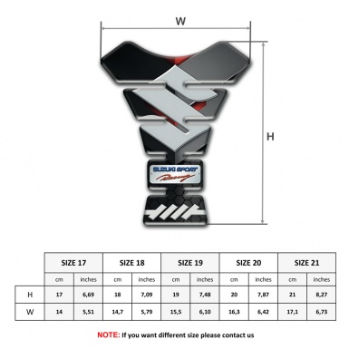 Suzuki Tank Pad Motorbike Model with Big Gray Logo Sport Racing Style 