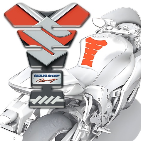Suzuki Tank Protector Orange Base Motive Big Gray Logo Style 