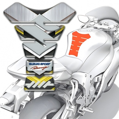 Suzuki Tank Pad Motorbike Silver Yellow Model Edition 