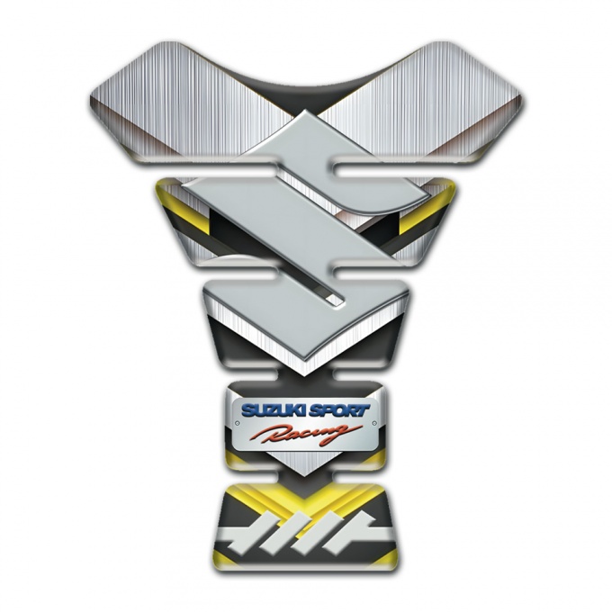 Suzuki Tank Pad Motorbike Silver Yellow Model Edition 
