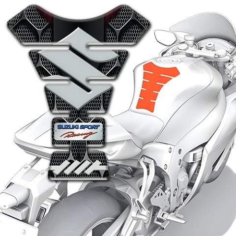 Suzuki Tank Guard Pads Unique 3 D Design Base Gray Logo 