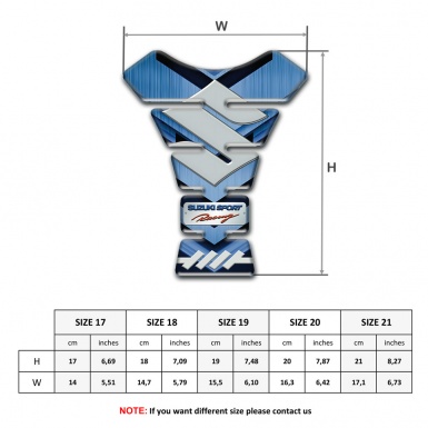 Suzuki Tank Pad Protector Navy Blue Design Gray Logo Style 