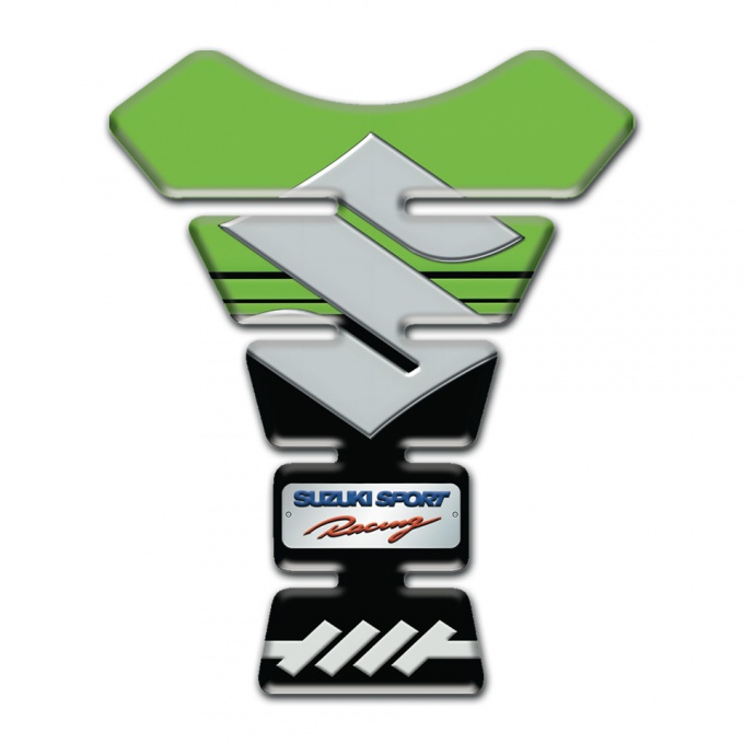 Suzuki Tank Fuse Green Black Halves Design Gray Logo 