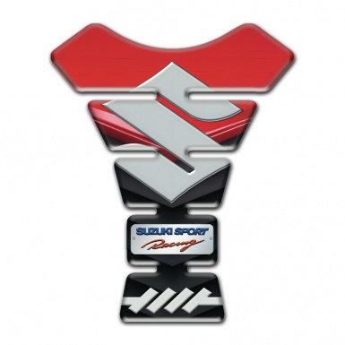 Suzuki Tank Pad Motorbike Red Black background and Big Gray Logo 
