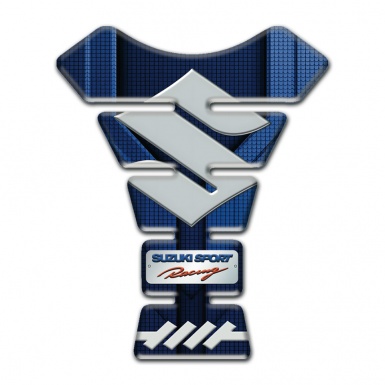 Suzuki Tank Guard Pads Blue Base Design Gray Logo 