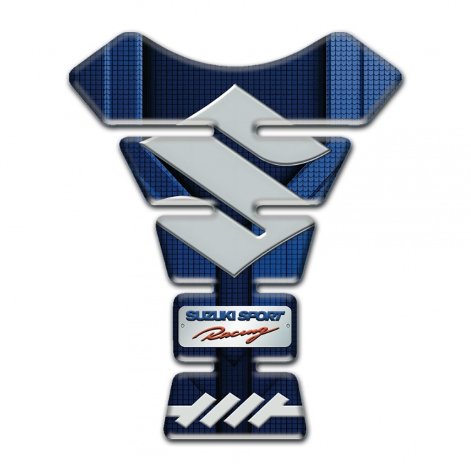 Suzuki Tank Guard Pads Blue Base Design Gray Logo 