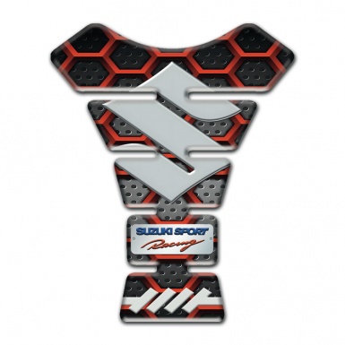 Suzuki Tank Guard Pads Red Grid Design Gray Logo Style 