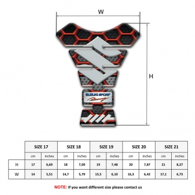 Suzuki Tank Guard Pads Red Grid Design Gray Logo Style 