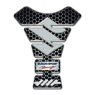 Suzuki Tank Pad Motorbike Model with  Perforated Steel Design and Big Gray Logo 