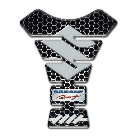 Suzuki Tank Pad Motorbike Model with  Perforated Steel Design and Big Gray Logo 