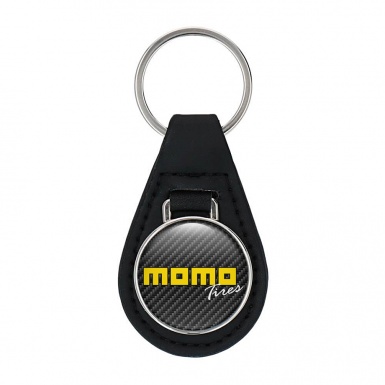 Momo  Leather Keychain Dark Carbon Yellow Design