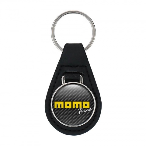 Momo  Leather Keychain Dark Carbon Yellow Design