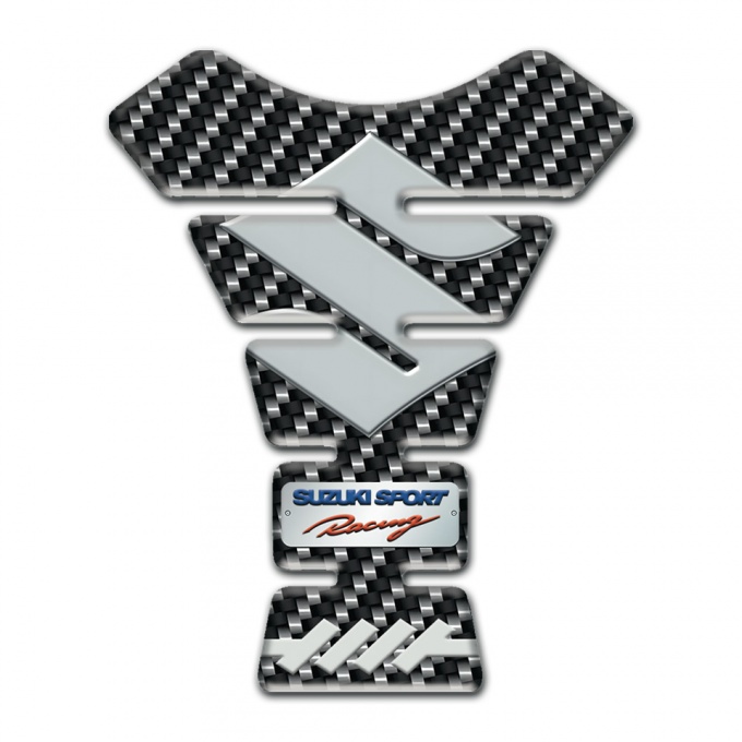 Suzuki Tank Protector Model with Carbon Base and Gray Logo