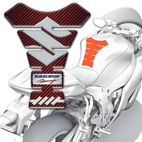 Suzuki Tank Pad Motorbike Model with Red Carbon Design 