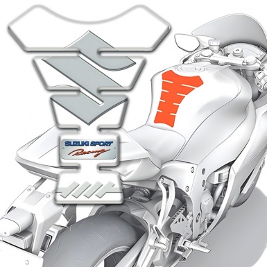 Suzuki Tank Pad Motorbike Model with White Design 