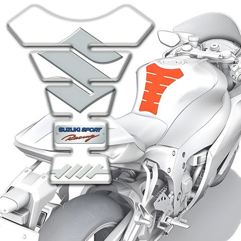 Suzuki Tank Pad Motorbike Model with White Design 