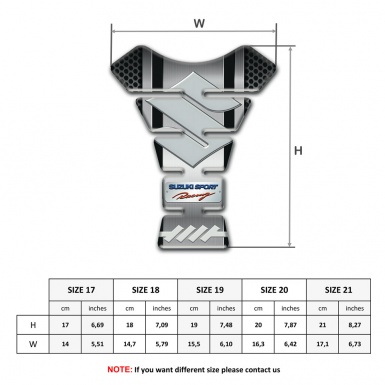 Suzuki Tank Guard Pads Central Metal Style Base Gray Big Logo 