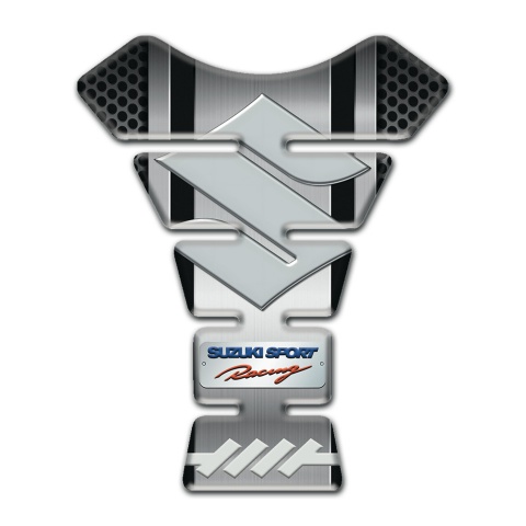 Suzuki Tank Guard Pads Central Metal Style Base Gray Big Logo 